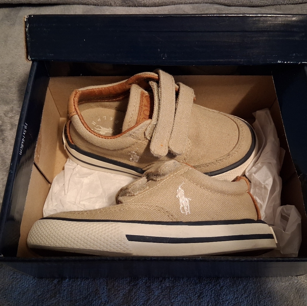 Polo Ralph Lauren Toddler Shoes Kahki Canvas Strap Size 6